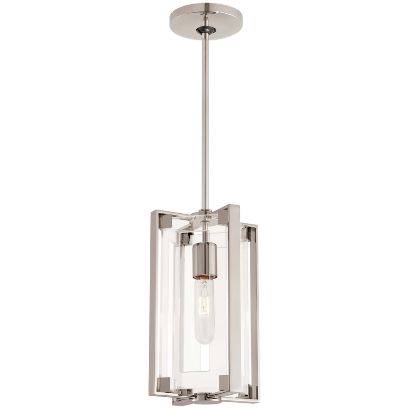 George Kovacs P1401-613 Crystal Clear One Light Mini Pendant, Polished Nickel
