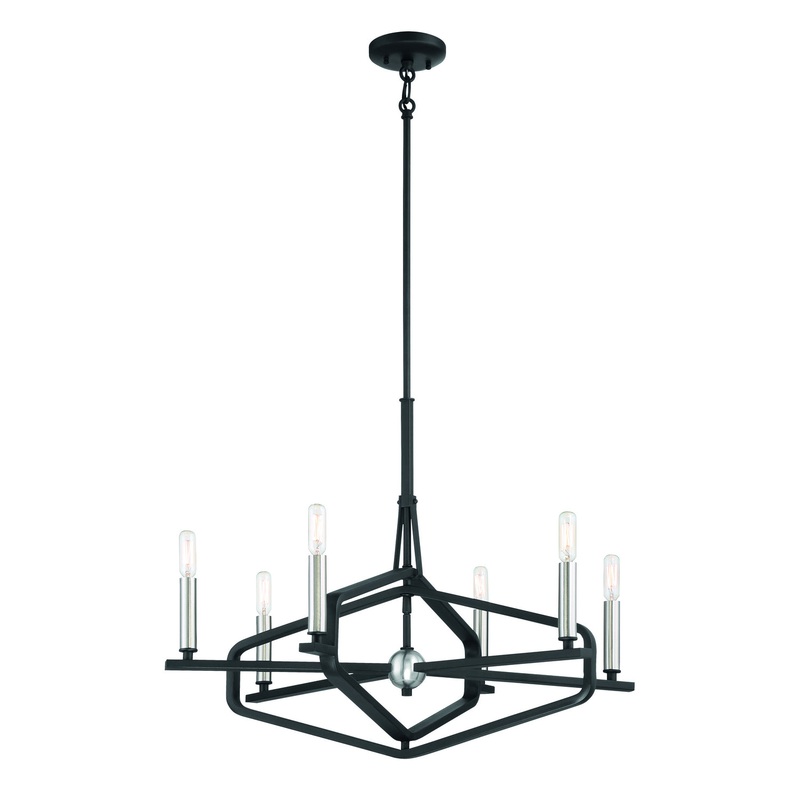 George Kovacs P1495-712 Traveler Six Light Chandelier, Sand Coal & Brushed Nickel