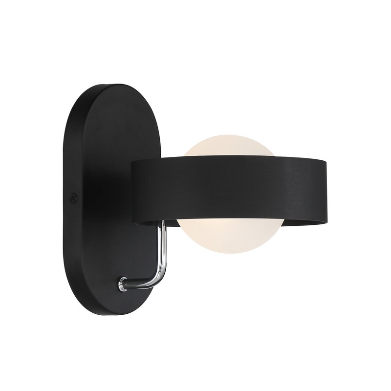George Kovacs P1561-729 Lift Off One Light Wall Sconce, Sand Coal And Polished Nickel