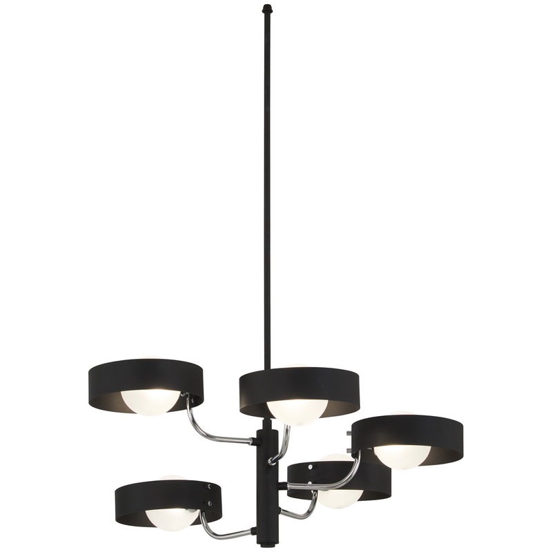 George Kovacs P1565-729 Lift Off Five Light Chandelier, Sand Coal And Polished Nickel