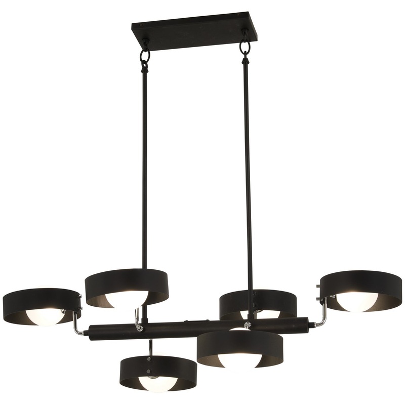 George Kovacs P1566-729 Lift Off Six Light Chandelier, Sand Coal And Polished Nickel