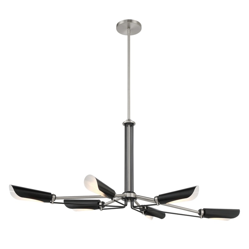 George Kovacs P1697-691 Turbine Six Light Island Pendant, Coal With Brushed Nickel