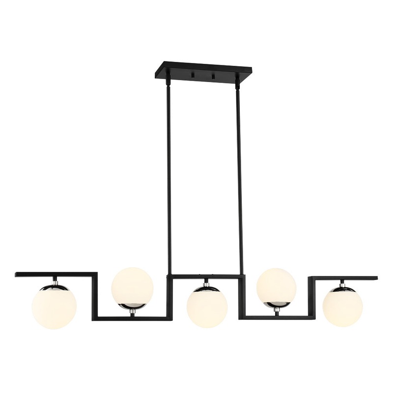 George Kovacs P5425-572 Alluria II Five Light Island Pendant, Coal With Polished Nickel