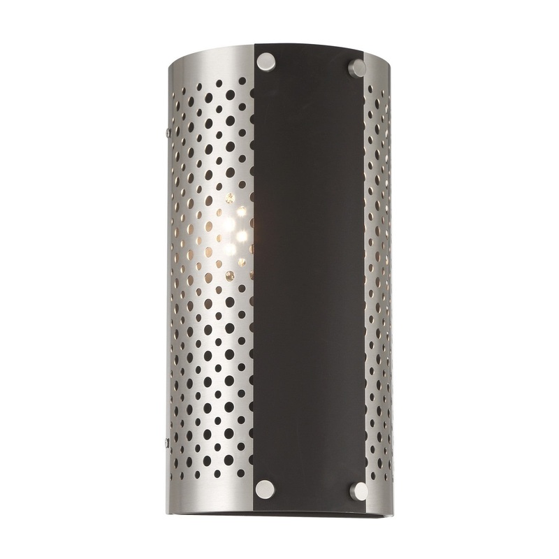 George Kovacs P5530-420 Noho Two Light Wall Sconce, Brushed Nickel W/ Sand Coal