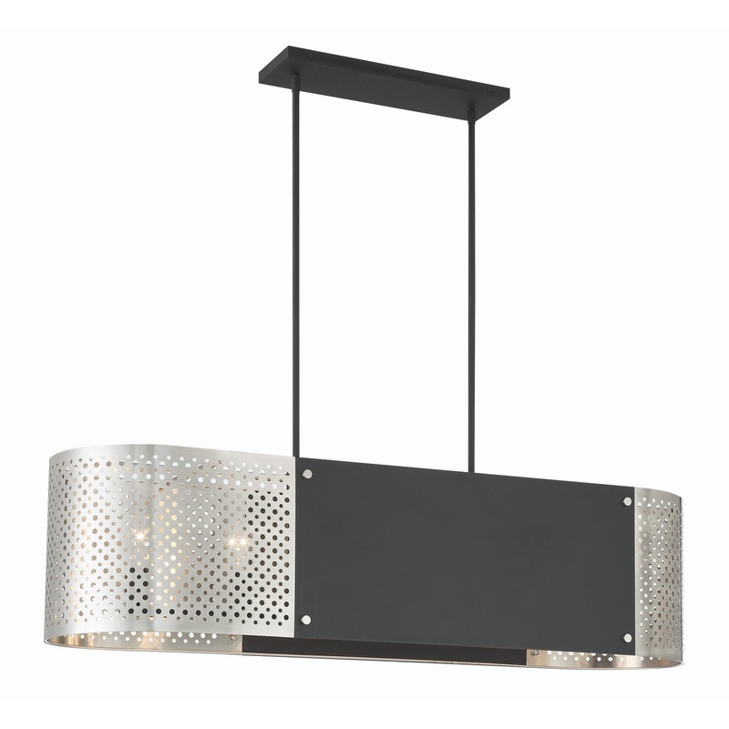George Kovacs P5531-420 Noho Six Light Island Pendant, Brushed Nickel W/ Sand Coal