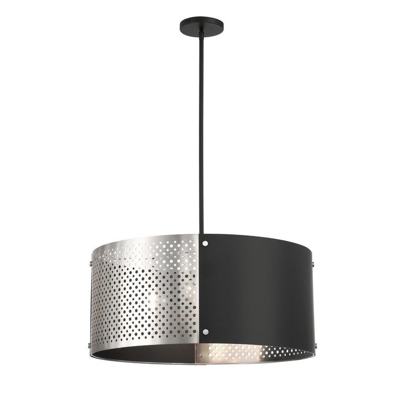 George Kovacs P5533-420 Noho Four Light Pendant, Brushed Nickel W/ Sand Coal