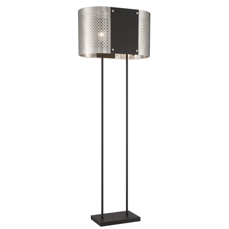 George Kovacs P5534-420 Noho Two Light Floor Lamp, Brushed Nickel W/ Sand Coal