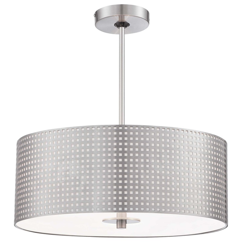 George Kovacs P5743-084 Grid Three Light Pendant, Brushed Nickel