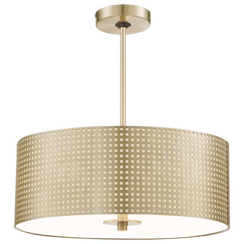 George Kovacs P5743-695 Grid Three Light Pendant, Soft Rass