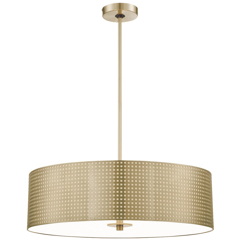 George Kovacs P5745-695 Grid Four Light Pendant, Soft Rass