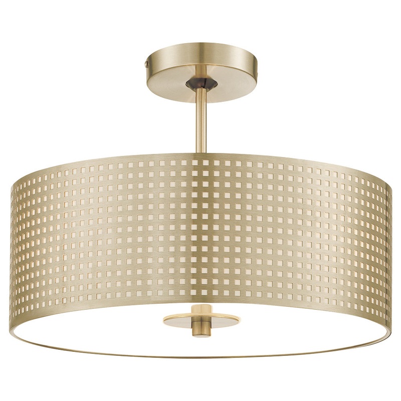 George Kovacs P5747-695 Grid Three Light Semi Flush Mount, Soft Rass