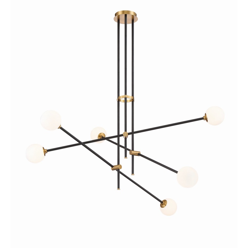 George Kovacs P8151-681 Cosmet Six Light Pendant, Coal And Aged Brass
