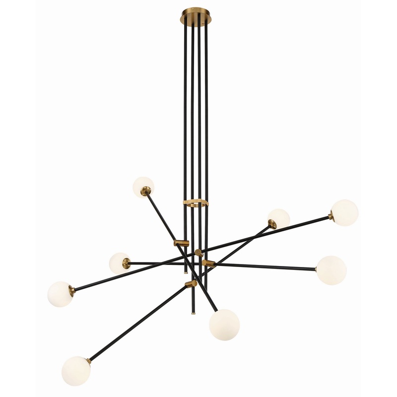 George Kovacs P8152-681 Cosmet Eight Light Chandelier, Coal And Aged Brass