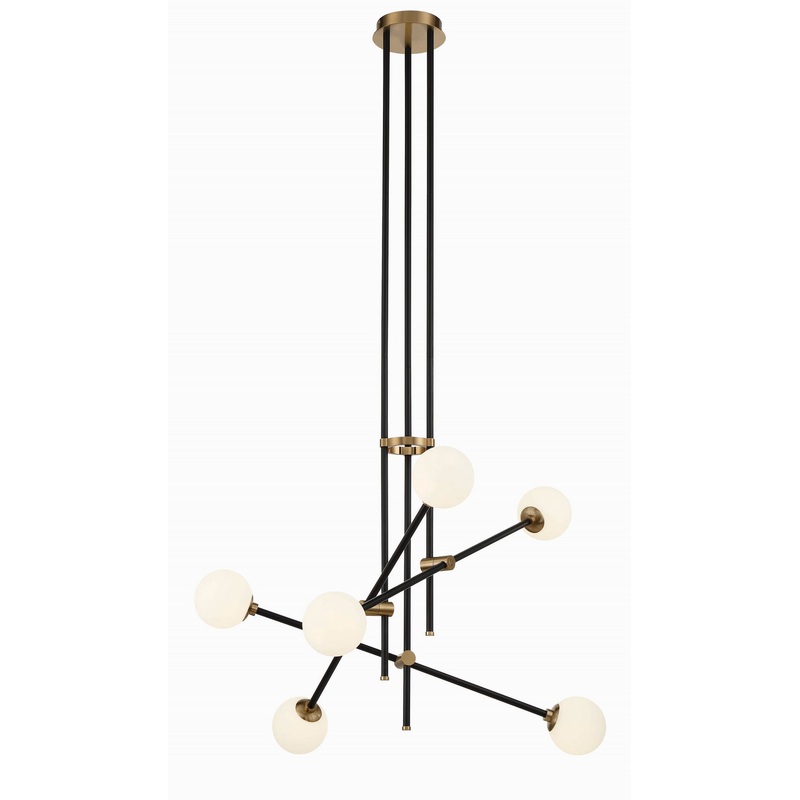 George Kovacs P8155-681 Cosmet Six Light Chandelier, Coal And Aged Brass