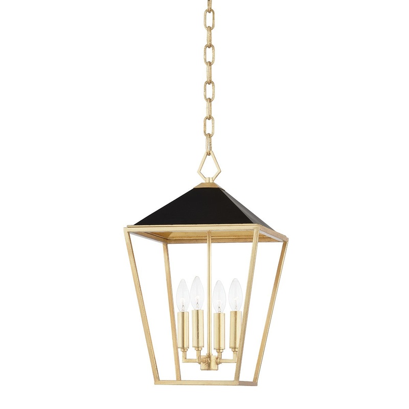 Hudson Valley 5713-GL/BK Paxton Four Light Pendant, Gold Leaf/Black