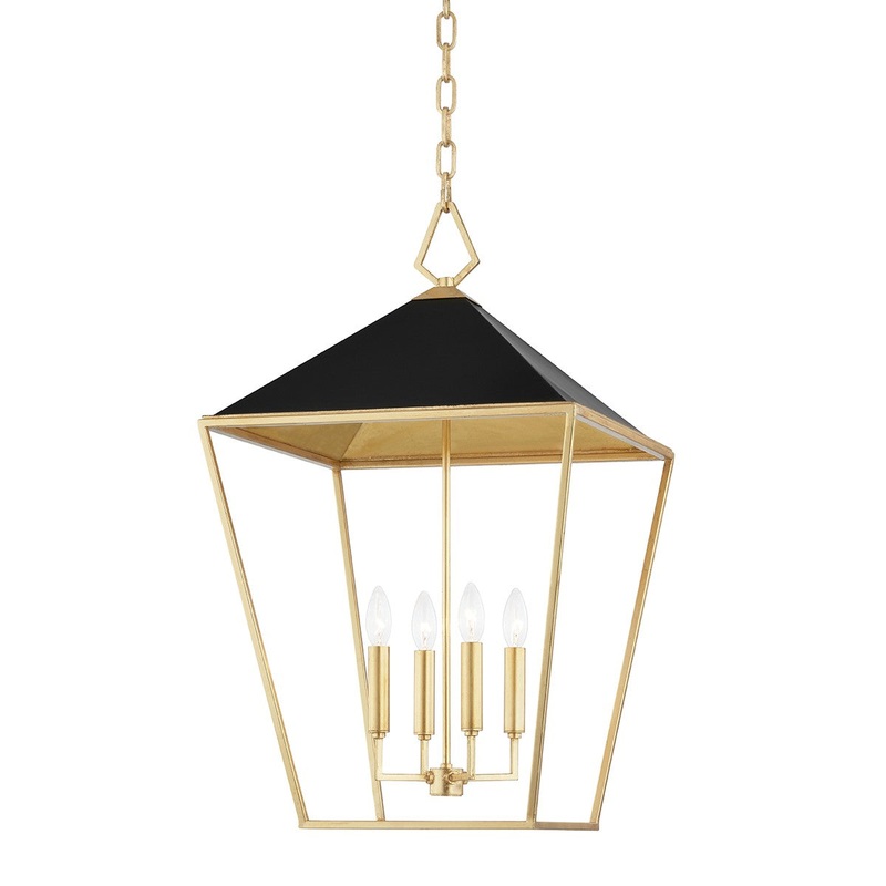 Hudson Valley 5718-GL/BK Paxton Four Light Pendant, Gold Leaf/Black