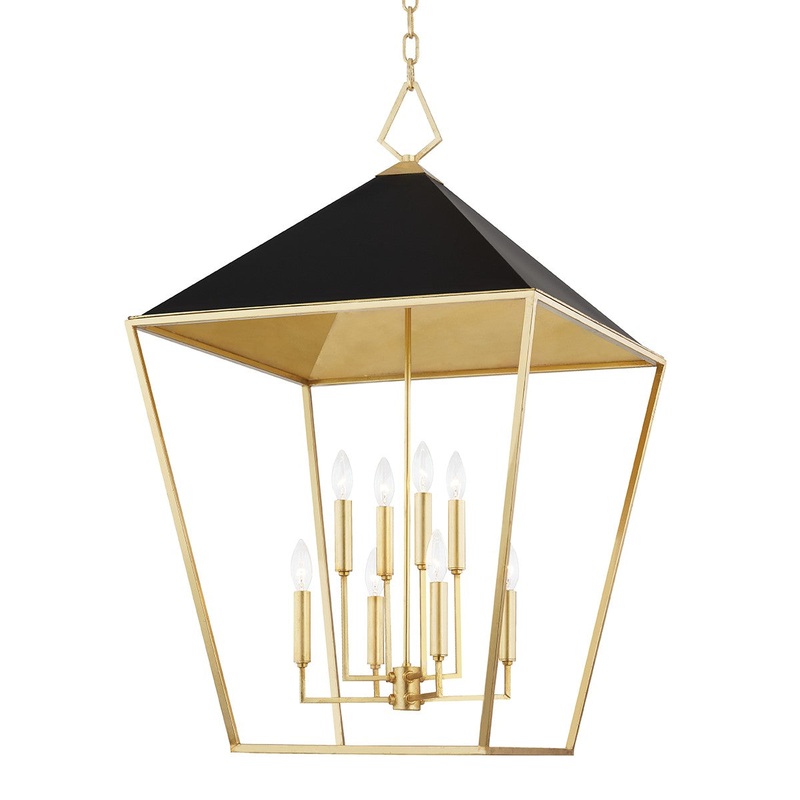 Hudson Valley 5724-GL/BK Paxton Eight Light Pendant, Gold Leaf/Black
