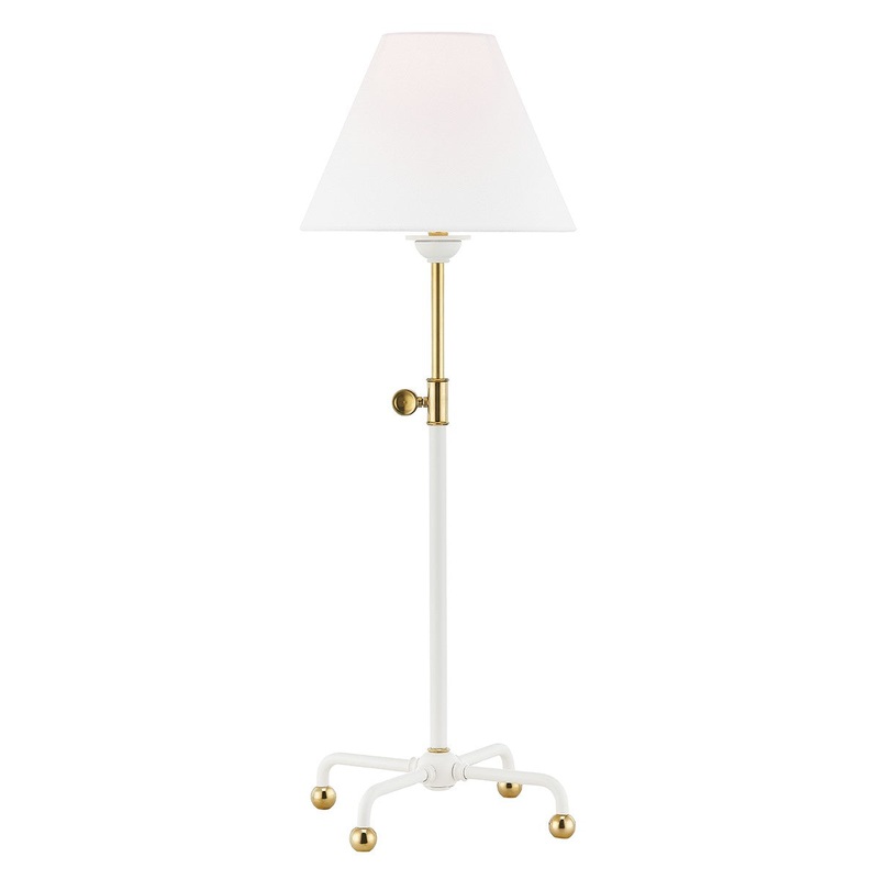 Hudson Valley MDSL109-AGB/WH Classic No.1 One Light Table Lamp, Aged Brass/Soft Off White (Discontinued)