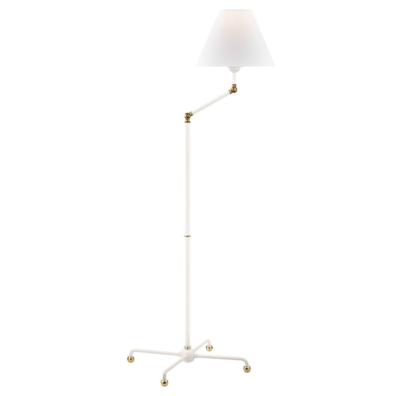 Hudson Valley MDSL110-AGB/WH Classic No.1 One Light Floor Lamp, Aged Brass/Soft Off White
