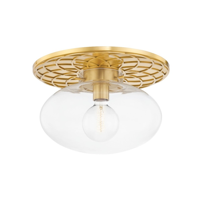 Hudson Valley 1418-AGB New Paltz One Light Semi Flush Mount, Aged Brass