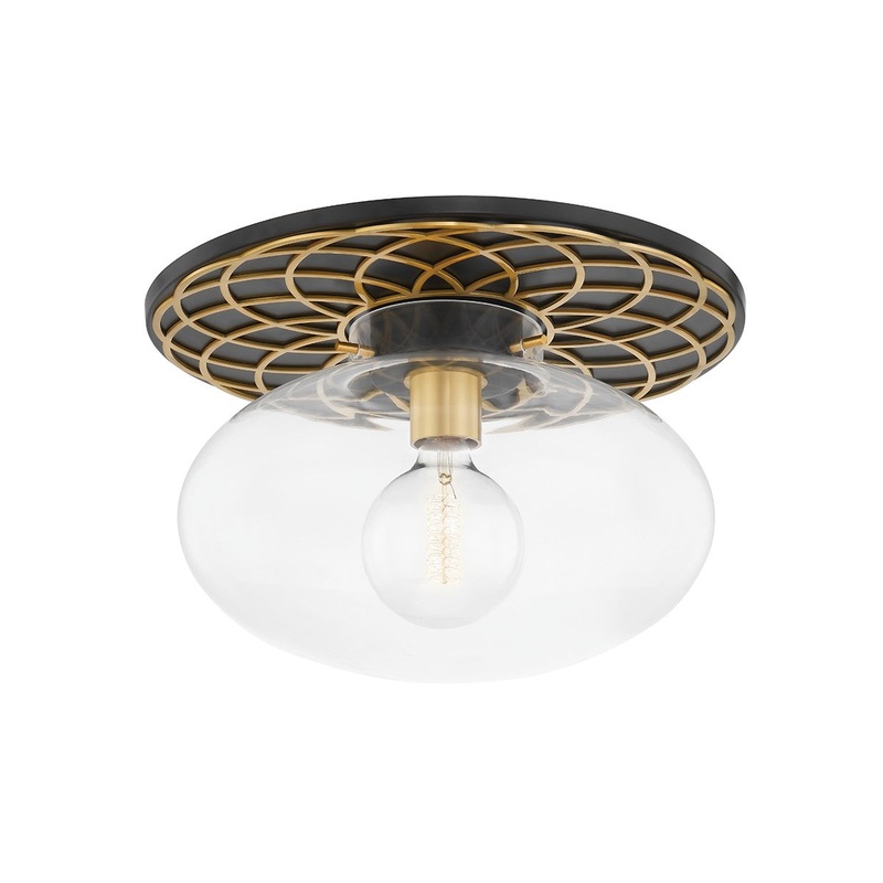 Hudson Valley 1418-AOB New Paltz One Light Semi Flush Mount, Aged Old Bronze