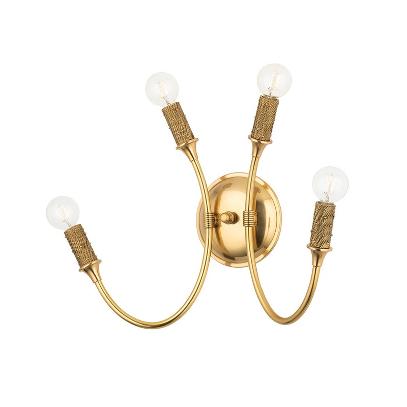 Hudson Valley 1504-AGB Amboy Four Light Wall Sconce, Aged Brass (Discontinued)