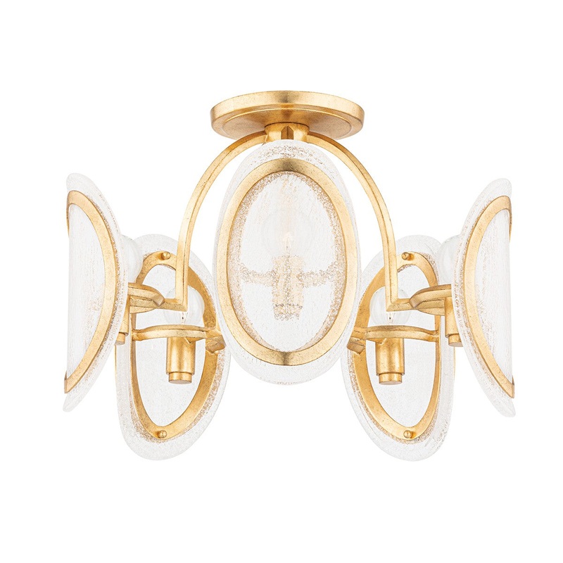 Hudson Valley 1520-VGL Danes Five Light Semi Flush Mount, Vintage Gold Leaf