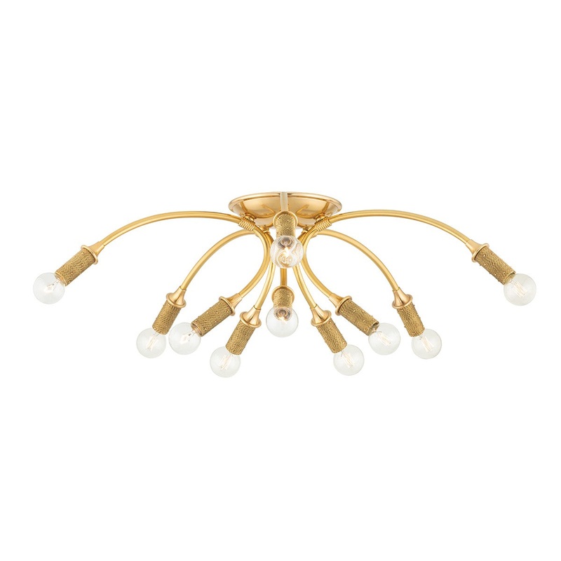 Hudson Valley 1532-AGB Amboy Ten Light Flush Mount, Aged Brass