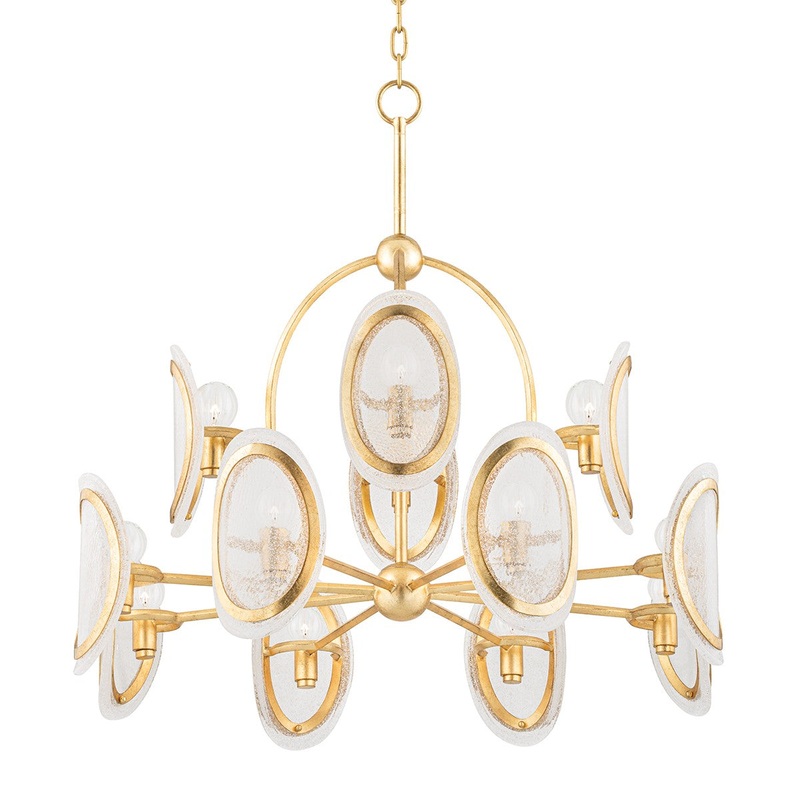 Hudson Valley 1534-VGL Danes 12 Light Chandelier, Vintage Gold Leaf