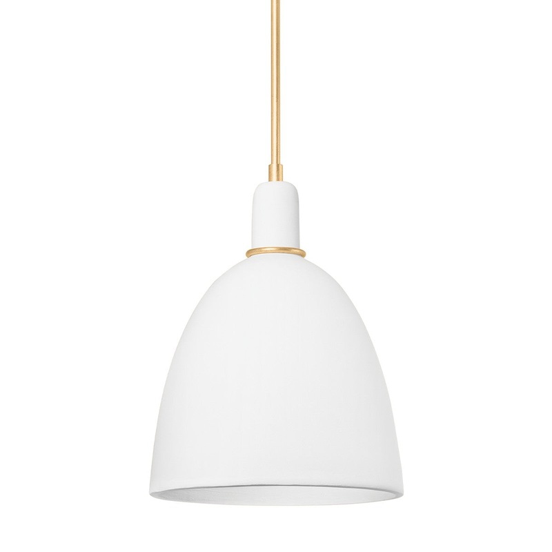 Hudson Valley 1717-VGL/CMI Copake One Light Pendant, Vintage Gold Leaf/Matte Ivory Ceramic