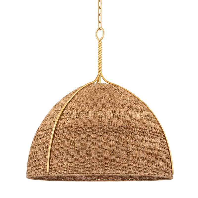 Hudson Valley 1728-VGL Woodlawn One Light Pendant, Vintage Gold Leaf