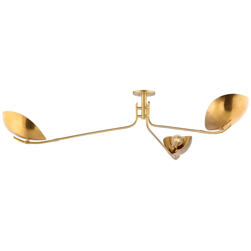 Hudson Valley 1753-AGB Avondale Three Light Semi Flush Mount, Aged Brass