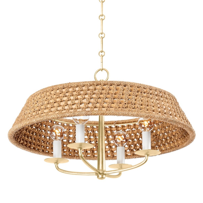 Hudson Valley 2722-VGL Bradley Four Light Chandelier, Vintage Gold Leaf
