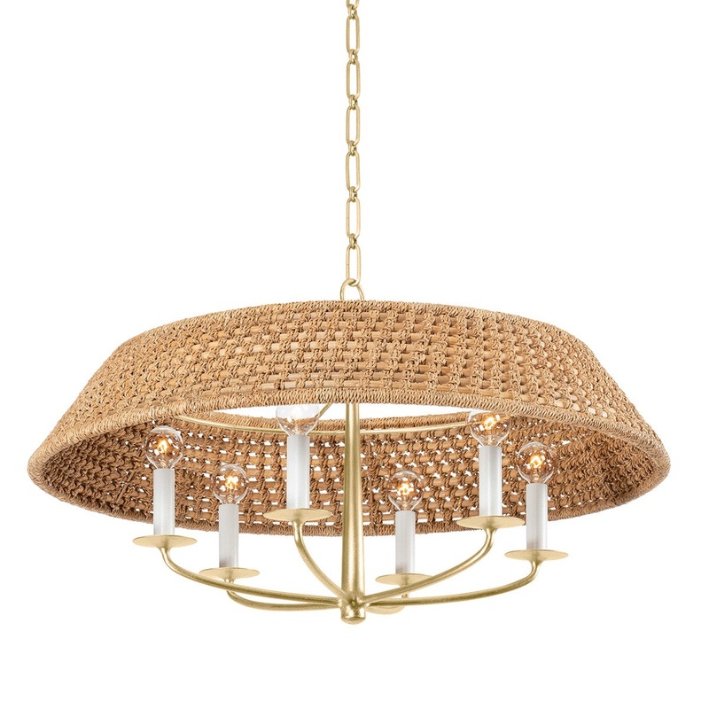Hudson Valley 2730-VGL Bradley Six Light Chandelier, Vintage Gold Leaf