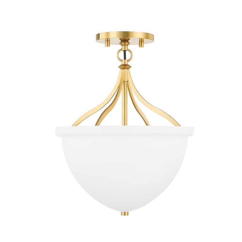 Hudson Valley 2811-AGB Browne One Light Semi Flush, Aged Brass (Discontinued)