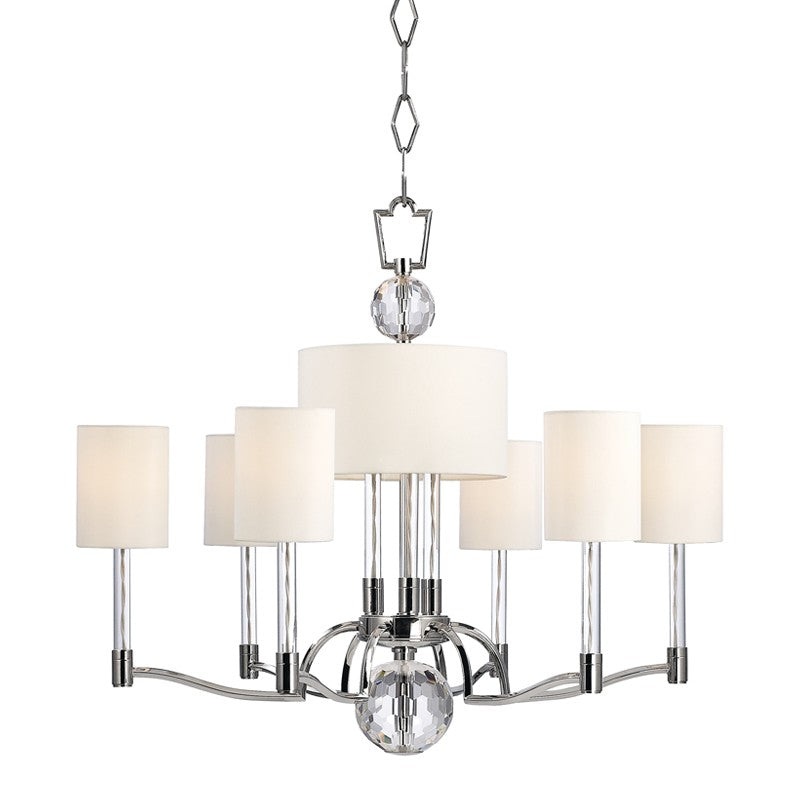 Hudson Valley 3006-PN Waterloo Nine Light Chandelier, Polished Nickel