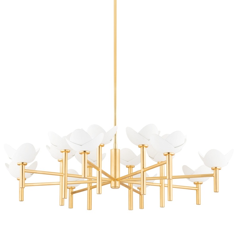 Hudson Valley 3051-GL/WP Dawson 16 Light Chandelier, Gold Leaf/White Plaster