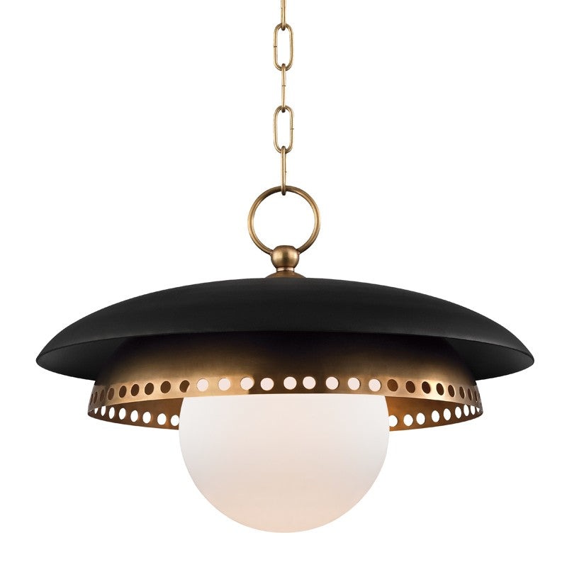 Hudson Valley 3317-AGB Herkimer One Light Pendant, Aged Brass