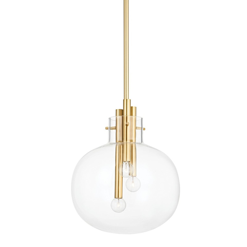 Hudson Valley 3914-AGB Hempstead Three Light Pendant, Aged Brass