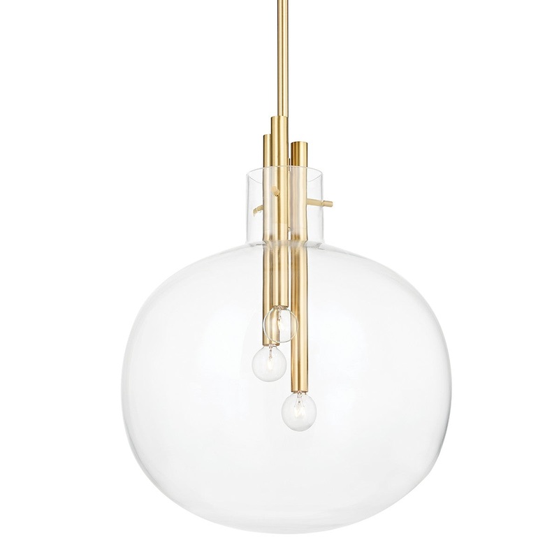 Hudson Valley 3918-AGB Hempstead Three Light Pendant, Aged Brass