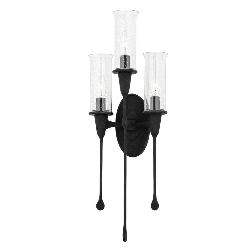 Hudson Valley 4103-BI Chisel Three Light Wall Sconce, Black Iron
