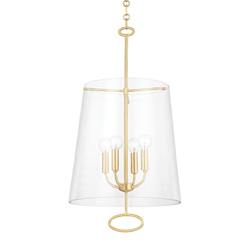 Hudson Valley 4717-AGB James Four Light Pendant, Aged Brass