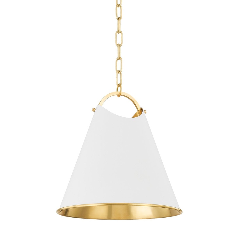 Hudson Valley 6214-AGB/SWH Burnbay One Light Pendant, Aged Brass