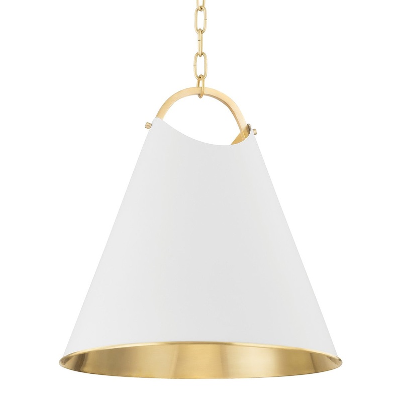 Hudson Valley 6218-AGB/SWH Burnbay One Light Pendant, Aged Brass