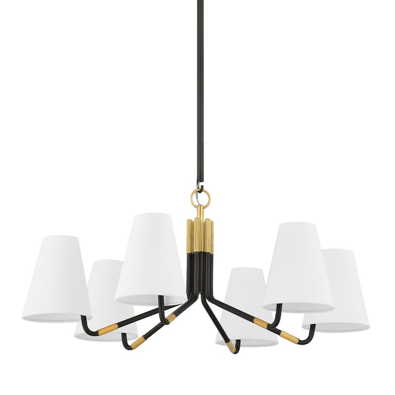 Hudson Valley 6632-AGB/DB Stanwyck Six Light Chandelier, Aged Brass/Distressed Bronze