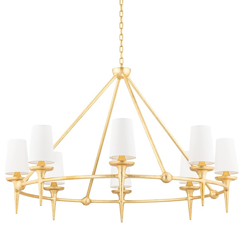 Hudson Valley 6648-GL Torch Eight Light Chandelier, Gold Leaf