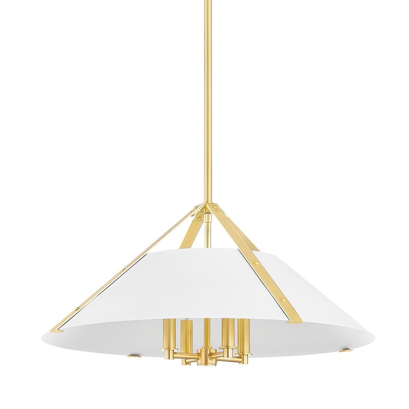 Hudson Valley 6726-AGB/SWH Raymond Four Light Pendant, Aged Brass/Soft White