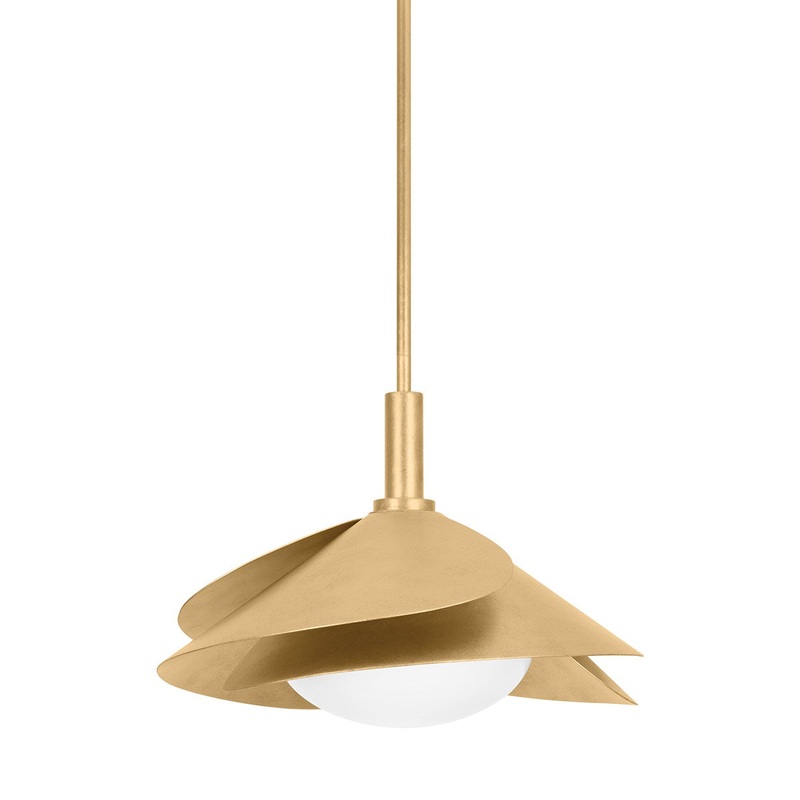 Hudson Valley 7208-VGL Brookhaven One Light Pendant, Vintage Gold Leaf