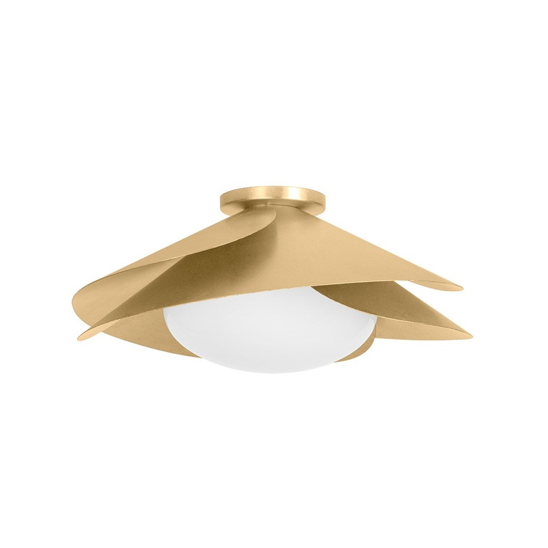 Hudson Valley 7215-VGL Brookhaven One Light Flush Mount, Vintage Gold Leaf
