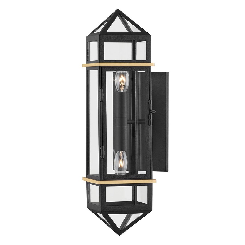 Hudson Valley 9002-AGB/BK Bedford Hills Two Light Wall Sconce, Aged Brass/Black (Discontinued)
